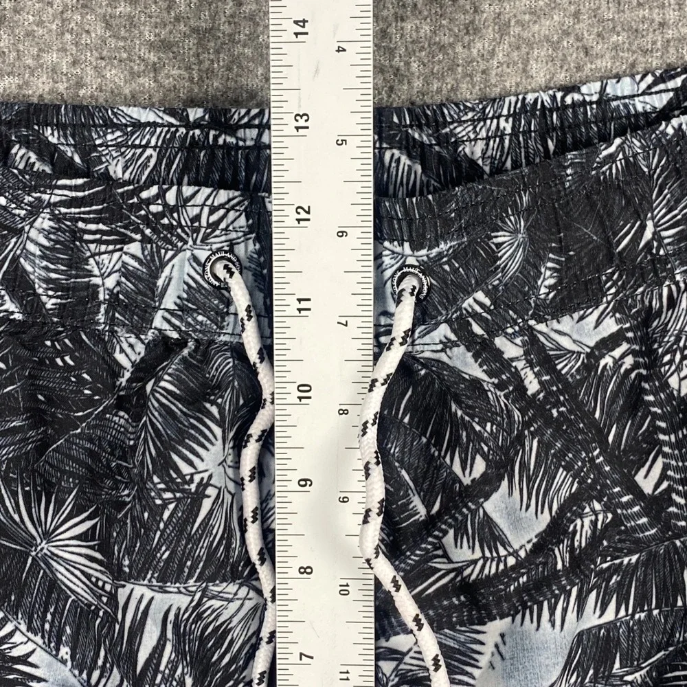 Maui‎ and Sons Mens XL Swim Trunks Black White Palm Tree Tropical Board Shorts